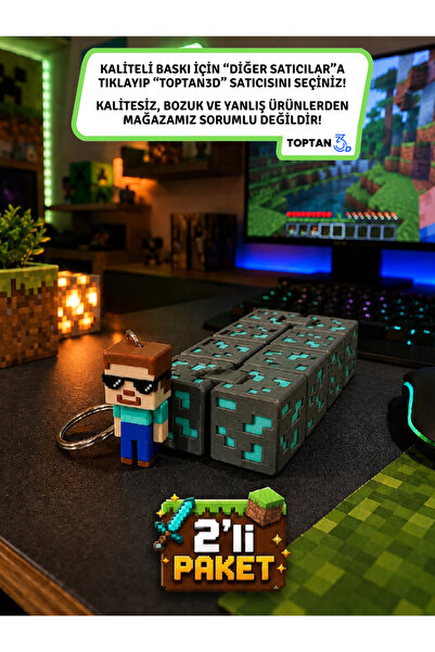 Toptan3D Stres Küpü, Elmas Blok Stres Küpü, infinity cube + Gözlüklü Karakter...