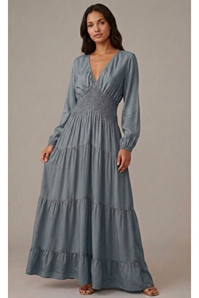 moda gk Imported Design Silk Satin Dress with Elastic Waist