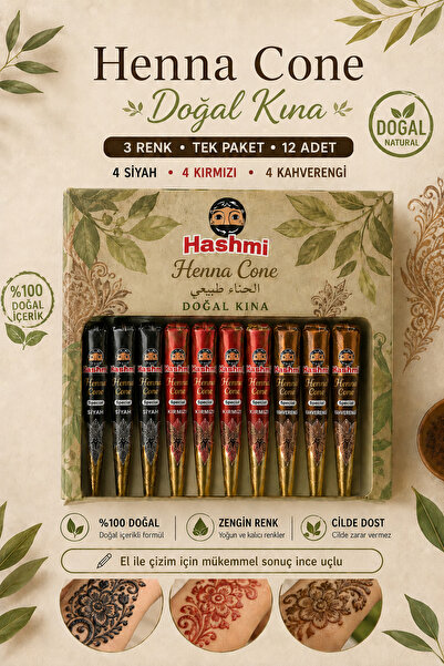 hennadibace 12'li 3 renk karışık paket Hint Kınası Külah hint kınası -12-Pack...