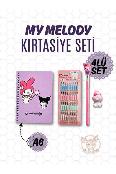 Ceylan Kırtasiye 4 lü My Melody Defter Kalem Silgi Yedek Uç Kırtasiye Seti - ...