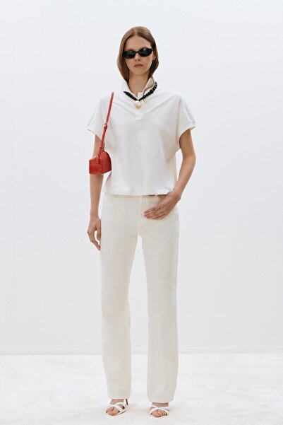 Suud Collection Ecru Effortless Straight Jean