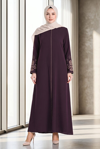 ISTANBUL STYLES Μεγάλου μεγέθους Κεντητό φερμουάρ Ferace Crepe Fabric Ferace