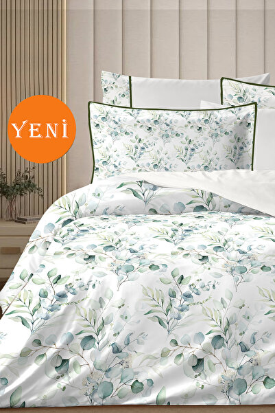MonoHome 4 YASTIKLI Biyeli %100 Pamuk Percale Nevresim Takımı Çift Kişilik-Pr...