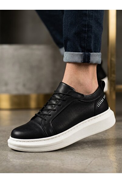 BOA BA0548 BOA Thick High Sole Black Lace-Up Sports Men's Shoes