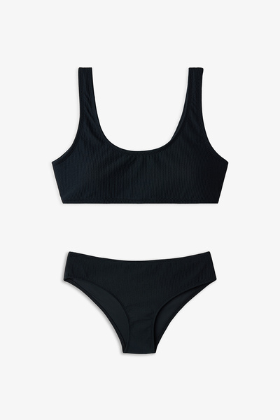 Penti Set bikini negru tip halter pentru fete tinere
