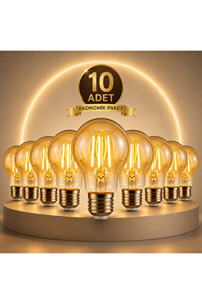 diğerr1 A6 LED Filament Ampul 6W 2700K Amber Cam – Sarı Işık – 600 Lümen