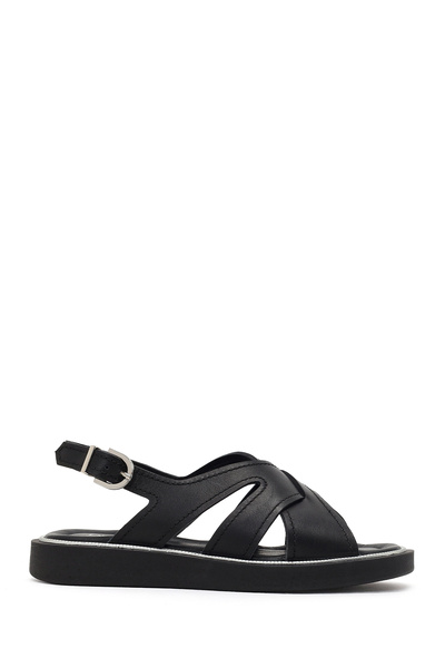 Derimod Women's Black Buckle Leather Sandals 26Sfd204918