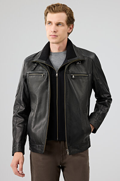 Derimod Mateo Men's Black Leather Jacket 24Wge65352H