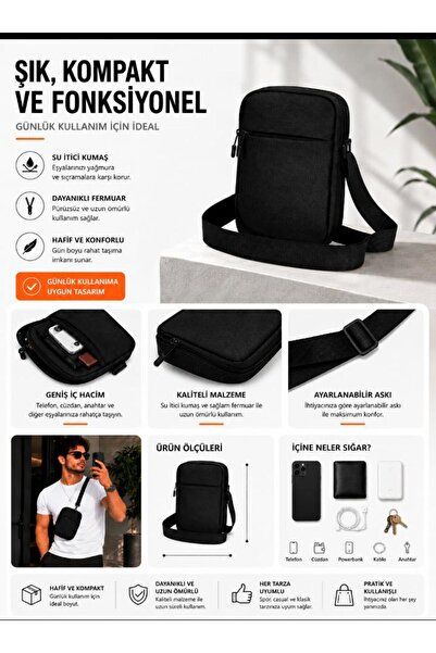 Sofia Bodybag Unisex Μαύρη τσάντα ώμου και μέσης, κατάλληλη για άνδρες και γυ...