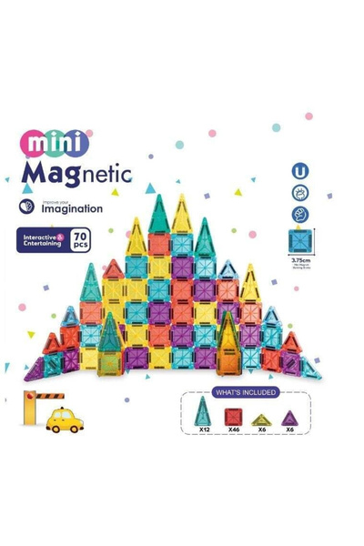 Mini magnetic bloklar 86 parca kutu boyut:27.5x20cm blok boyut 3.75cm