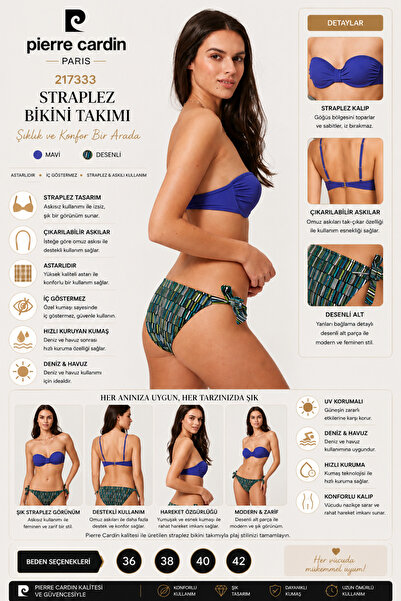 Pierre Cardin Dolgulu Straplez Bikini Takım 217333 Desenli