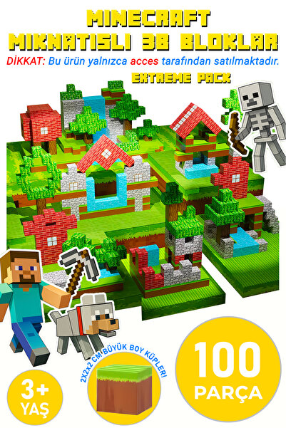 acces Minecraft Nether Portal Temalı 100 Parça Manyetik Blok Seti – Mağara & ...