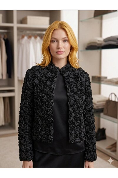 kısmet sepeti Women's Collared Buttoned Transparent Bomber Stylish Jacket