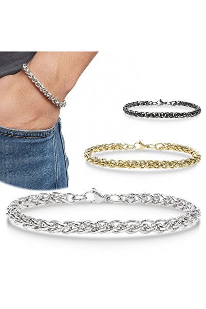 Mestore Wicker Weave Steel Chain Bracelet 6mm 3168Czb2D7