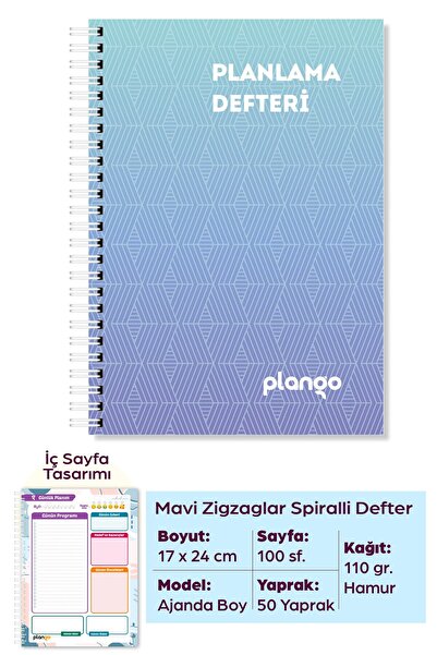 Plango Mavi Çizgiler Günlük Planlayıcı Defter - Daily Planner - Ders Çalışma ...