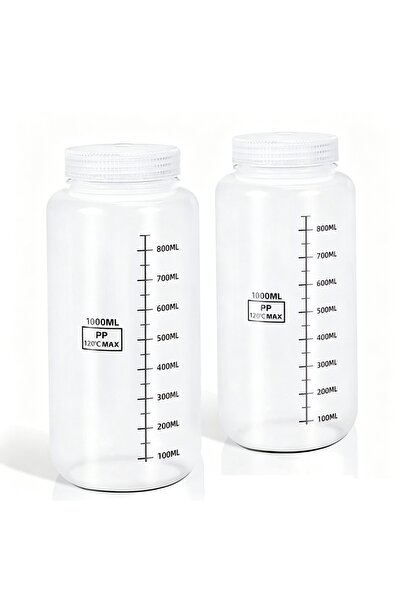 Choice 1000ml x 2pcs Set of 2 Wide Mouth Plastic Bottles with Lids PP Contain...