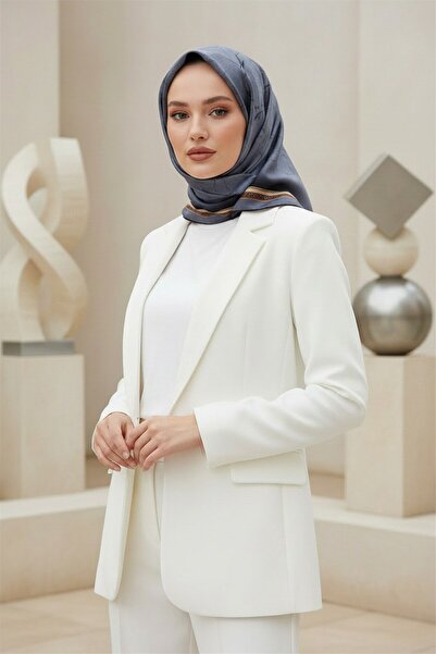 Vissona %100 Twill İpek Mermer Desenli Gri Renkli 90x90 Eşarp Dikim Şekli : E...