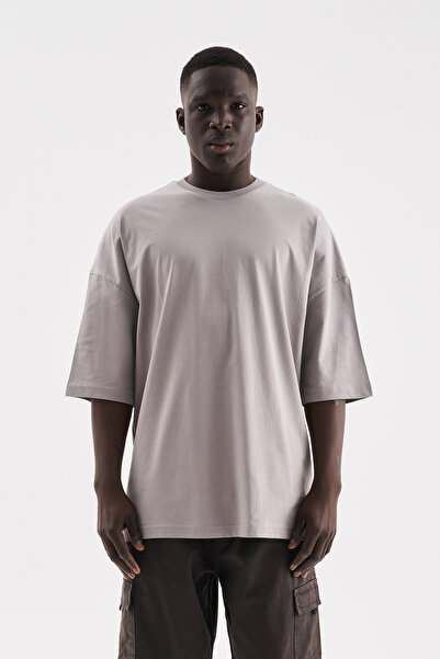 Machinist Ανδρικό μπλουζάκι Super Oversize Basic σε ανοιχτό γκρι