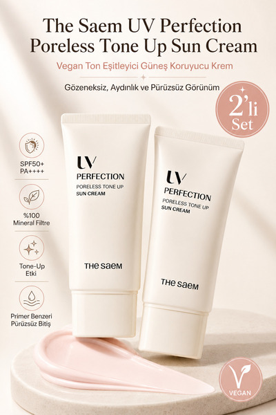 THE SAEM UV Perfection Poreless Tone Up Sun Cream SPF50+ PA++++ / Vegan Ton E...