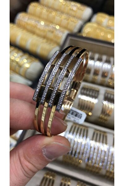 Sembol Gold Altın Kaburga Kelepçe 4 Sıra Taşlı
