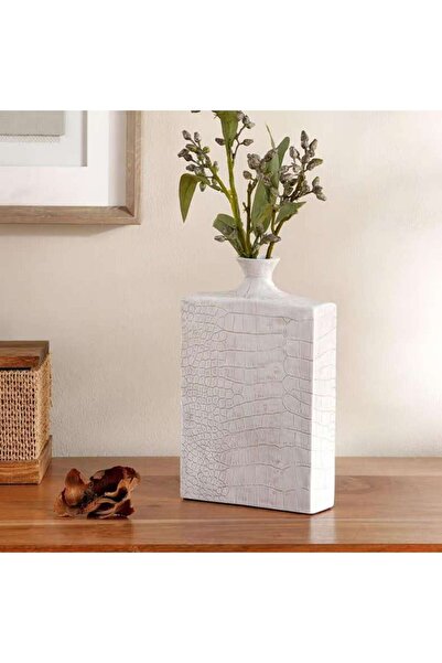 PAN HOME مزهرية ديكور من البولي ريزين من ألماس 15×4.5×24 سم - بيج