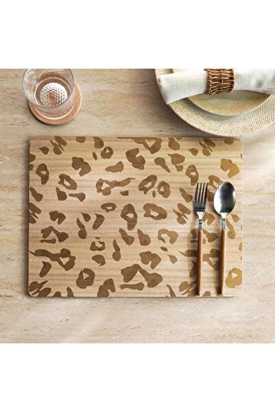 PAN HOME مفرش طاولة خشبي مطبوع بتصميم أنيق 30×40 سم - ذهبي