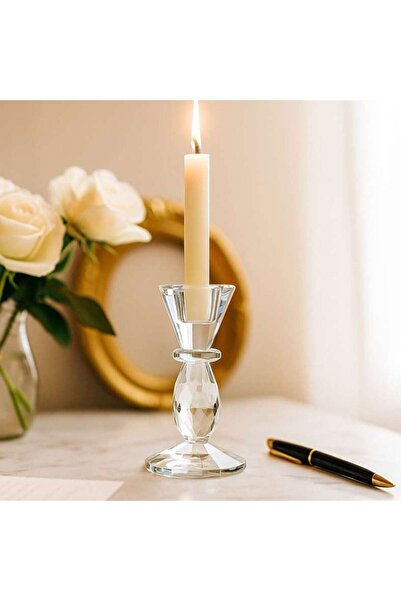 PAN HOME Crystal Taper Candle Holder 8x8x11.5cm- Clear