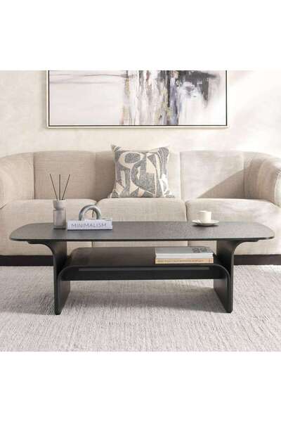 PAN HOME Crimson Coffee Table Textured Tempered Glass - Black
