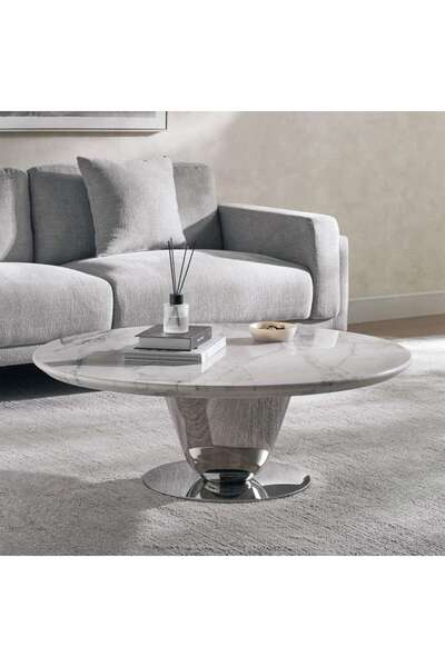 PAN HOME Dixie Coffee Table Marble - White & Silver