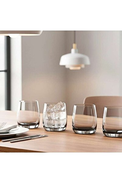 PAN HOME طقم أكواب زجاجية من لونا مكون من 4 قطع سعة 383 مل - أسود