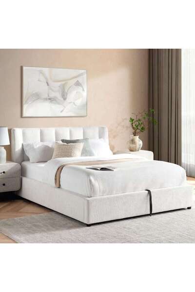 PAN HOME Ethera King Bed With Hydraulic 180x200 Cm - Beige