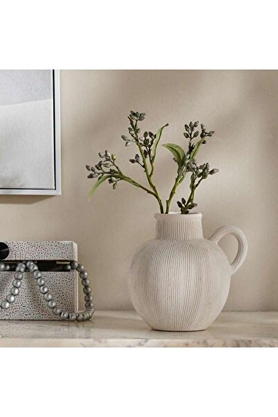 PAN HOME مزهرية سيراميك أميورو بمقبض واحد 19.3×16.3×18.6 سم - أبيض