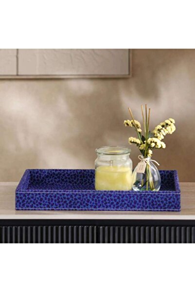 PAN HOME صينية ديكور من الفرو الصناعي سافانا 45x33x5 سم - أزرق