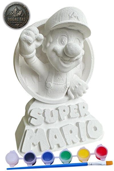 Craft3D Atölye Super Mario 15 Cm Boyunda Beton/taş/figür/büst Boyama Seti-çoc...