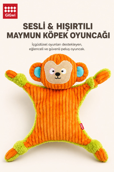 Gigwi Jungle Explorers Serisi Sesli & Hışırtılı Maymun Köpek Oyuncağı - Küçük...