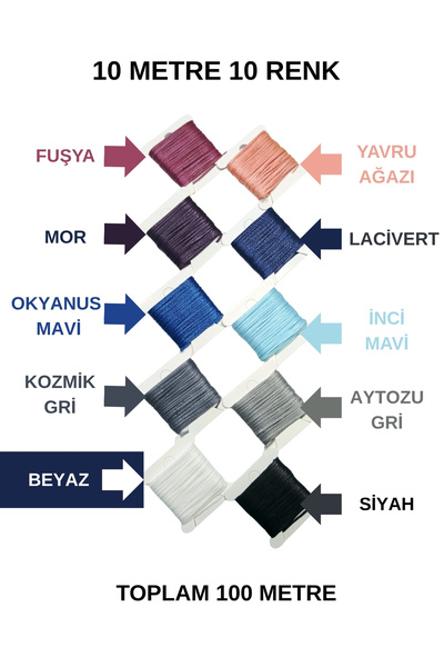 Eskişehir hobi sanat 10 metri 10 culori ceară macrame brățară frânghie - coli...