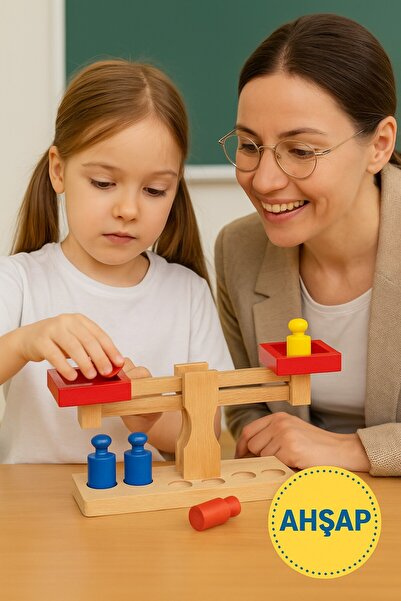 Boxed Wooden Scale 6-Weight Educational Toy – Balance, Mathematics, Less-Multiple and Gravity Tutorial