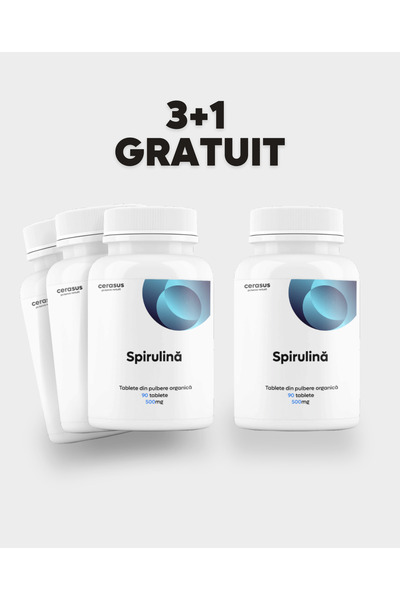Cerasus Puterea Naturii Spirulină tablete 500mg, Promoţie 3+1 Gratis