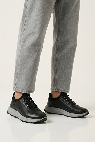Ziya , Men's Genuine Leather Sneaker 161423Z522 Black