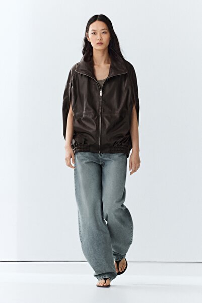 Massimo Dutti Napa deri bomber yelek