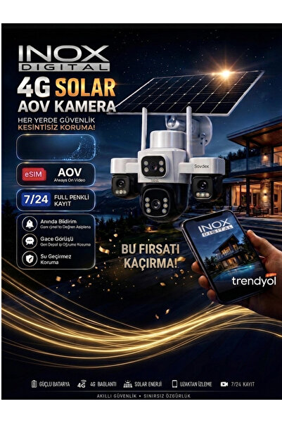 Sovdex İNOX X24 3 MOTORLU 4 KAMERALI ESİM 4G SOLAR KAMERA kampanyalı paket. y...