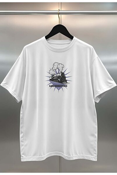 buzagi tasarım ürünleri Organic Cotton Digital Printed Oversize White T-Shirt