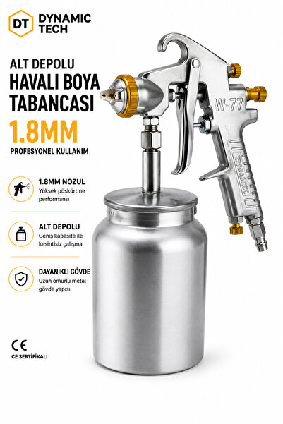 DynamicTech Alttan Depolu Havalı Profesyonel 1.8 Mm 1000 Cc Boya Sprey Tabancası