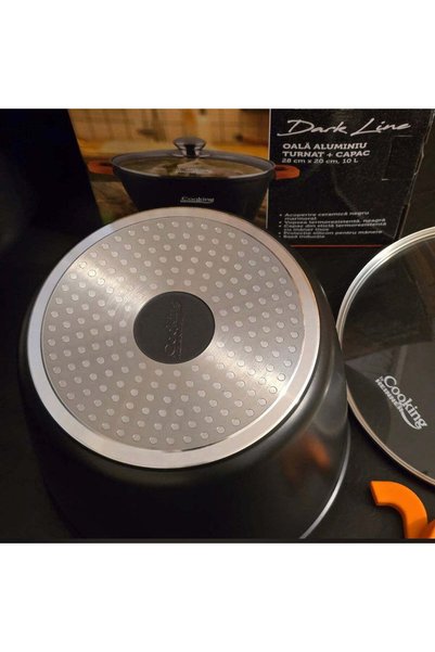 Heinner Oala cu capac Dark Line, Cooking by Heinner, 6.3 L, aluminiu turnat, negru