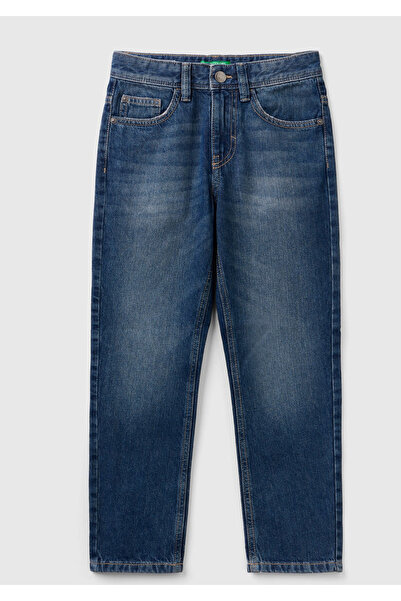 United Colors of Benetton Pantaloni din denim pentru băieți, albastru marin, ...