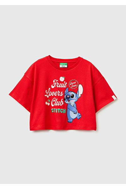 United Colors of Benetton Girl's Red Water-Based Printed Embroidered Sleeve L...