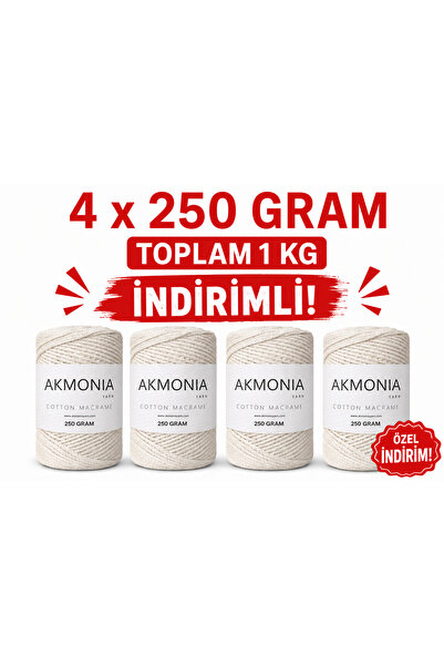 Akmonia Makrome örme ip 1 KG 2mm Çanta ipi ,Supla ip ,Ev Dekorasyon , Runner ...