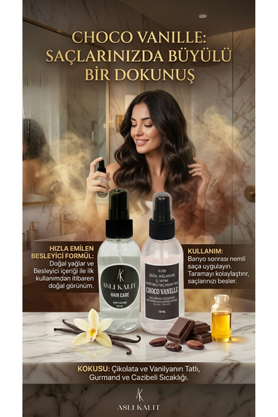 (ChocoVanille) Parfümlü Saç Bakım Yağı %100 Doğal Yağlardan Hair Care Saç Parfümü 150ml