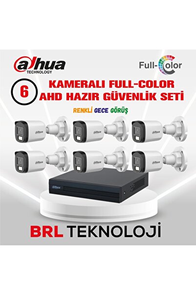 DAHUA 6 Kameralı 30 Metre Renkli Gece Görüşlü Full HD Güvenlik Kamera Seti