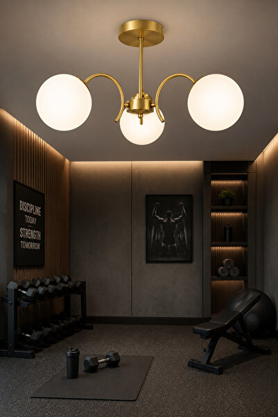 ESSLİGHT Hazal 3’lü Eskitme Beyaz Camlı Modern Salon Mutfak Yatak Odası Avizesi